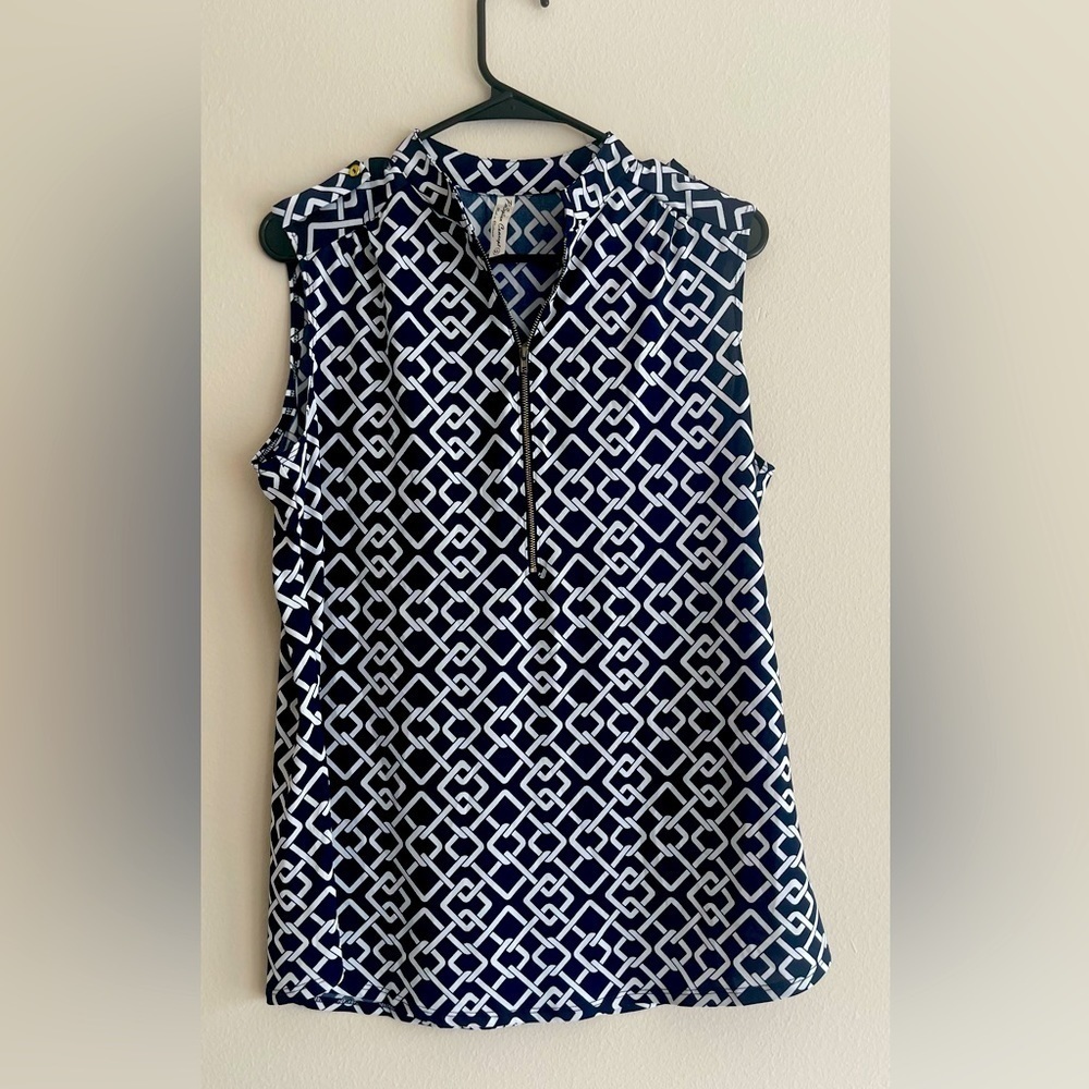 Perception Concepts Sleeveless Half Zipper Front Top